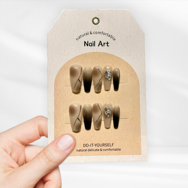 Champagne & Onyx Press-On Nails