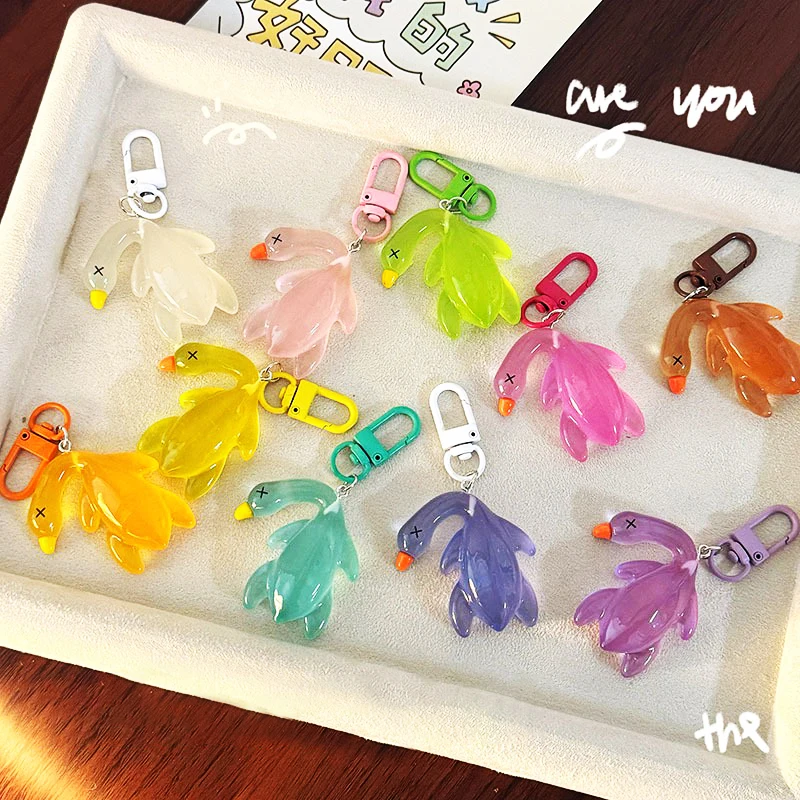 Glowing Roasted Duck Keychain Color Changing Resin