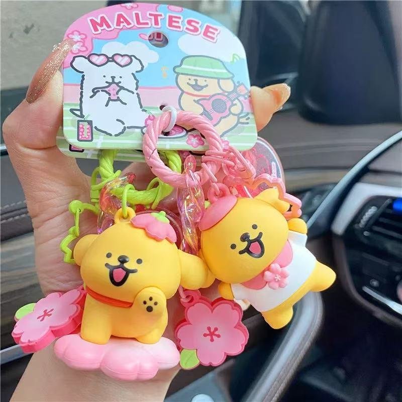 Maltese Dog Plush Keychain
