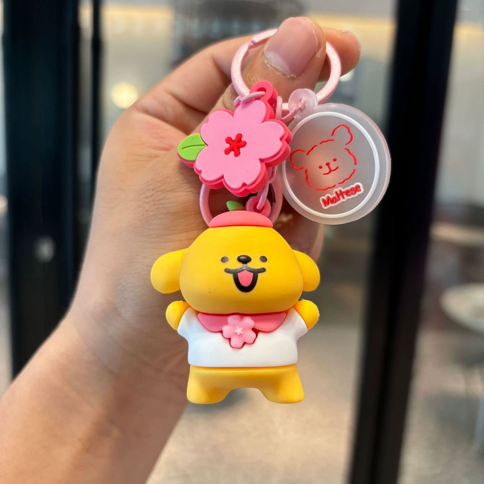 Maltese Dog Plush Keychain