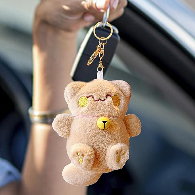 Lucky Cat Plush Keychain for Bags & Car Keys