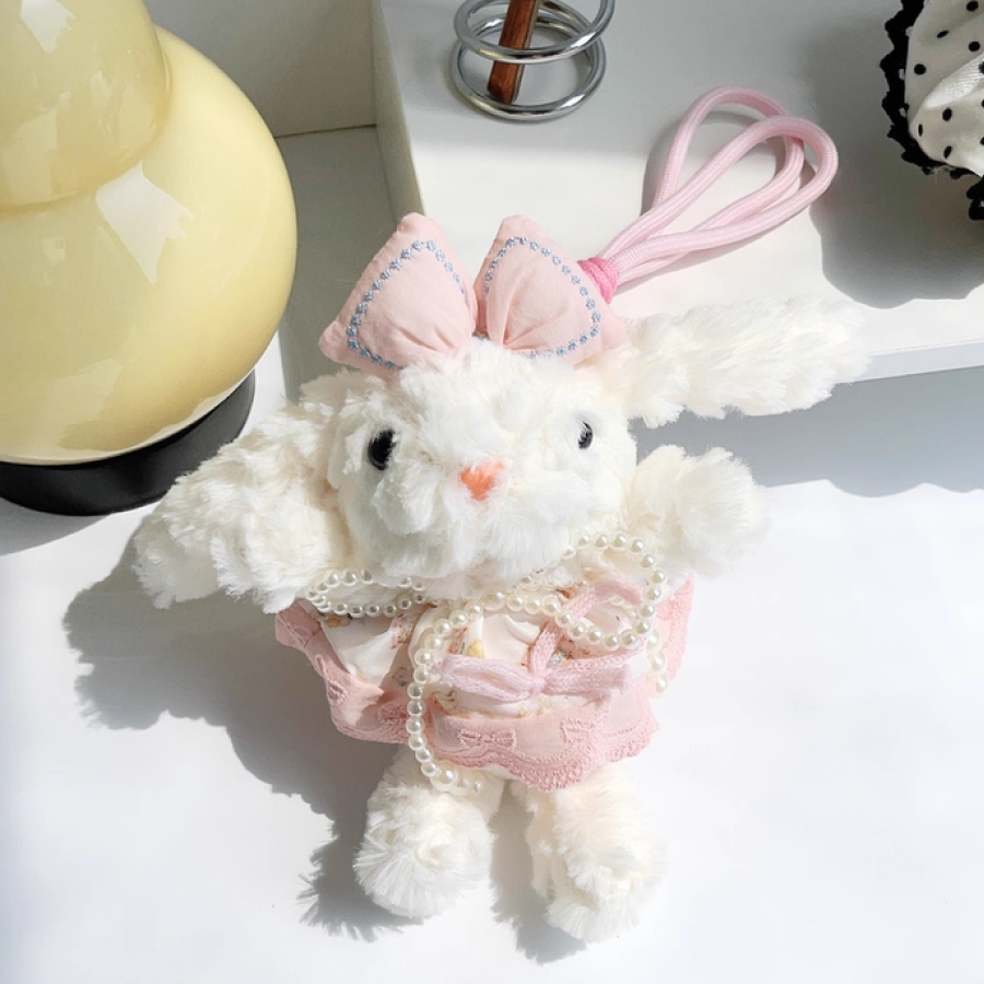 10020000401_1 Cute Lop-Eared Bunny Plush Charm with Princess Dress
