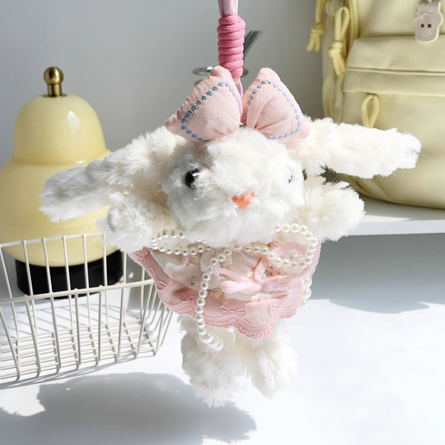 Cute Lop-Eared Bunny Plush Charm with Princess Dress