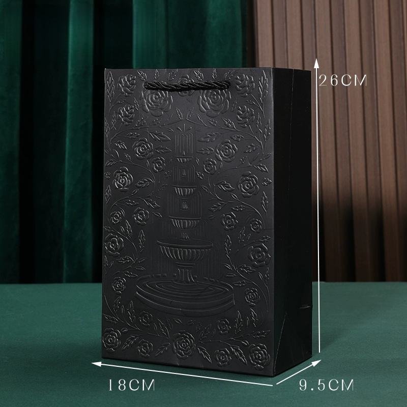 Embossed Rose Gift Bag Luxury Paper Tote Vintage Fountain Design
