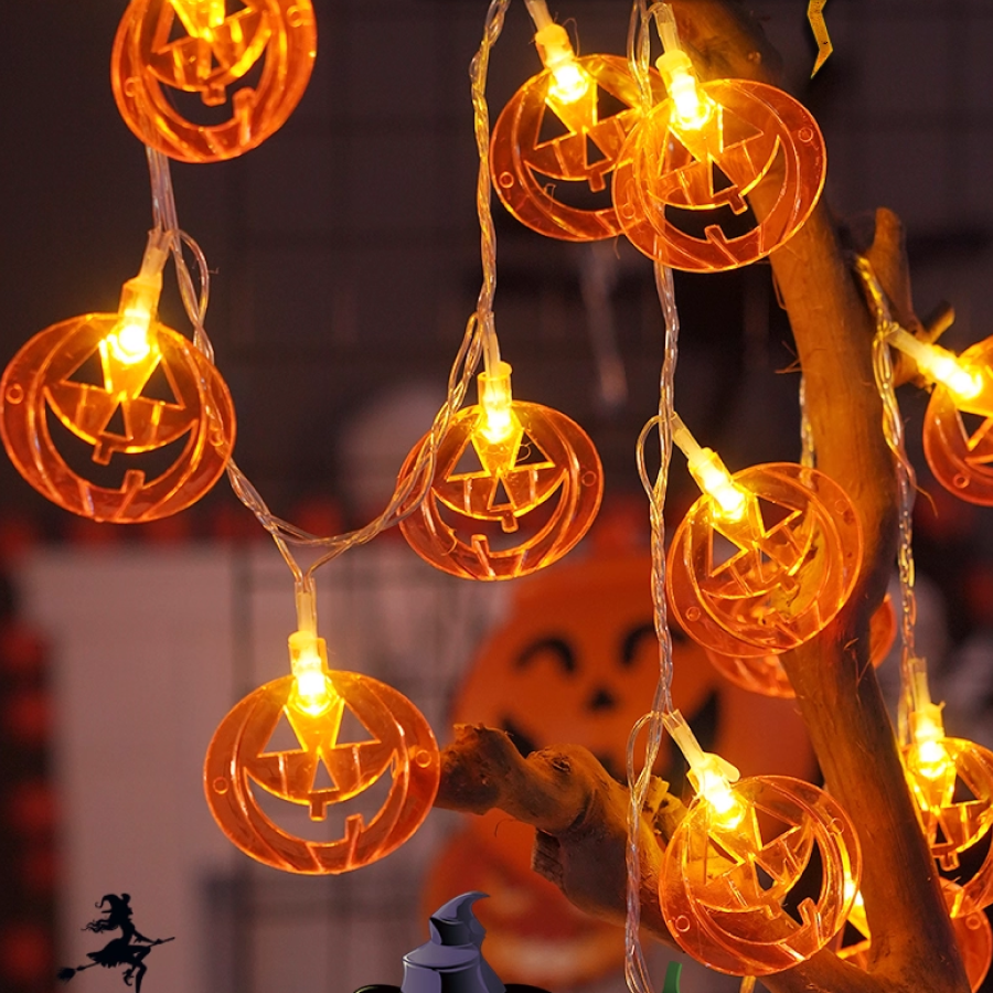 Halloween Cute Flat Pumpkin String Lights Decoration for home, party, classroom and backyard