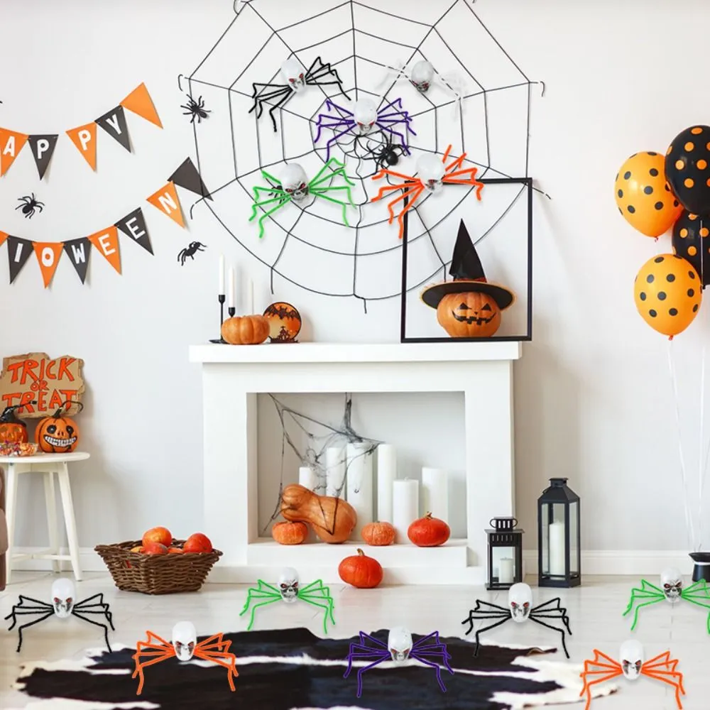 Haunted House Red-Eyed Skull Ghost Spider Halloween Horror Prop