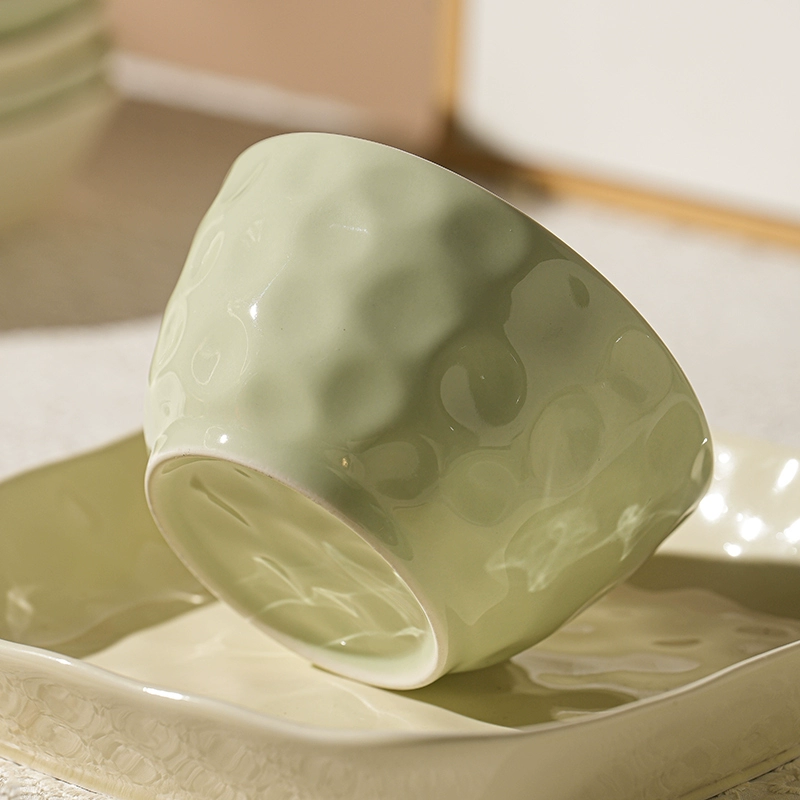 20020000201_3 Mint Green Ceramic Bowl Cream Style Rice and Noodle Bowl