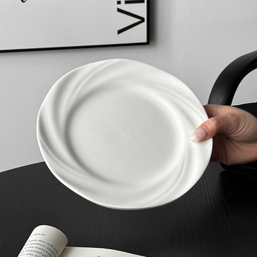 INS Style White Ceramic Leaf Plate Dessert Cake Fruit Dish 8 Inch