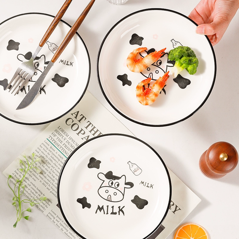 Porcelain Smiling Cow Pattern Dish