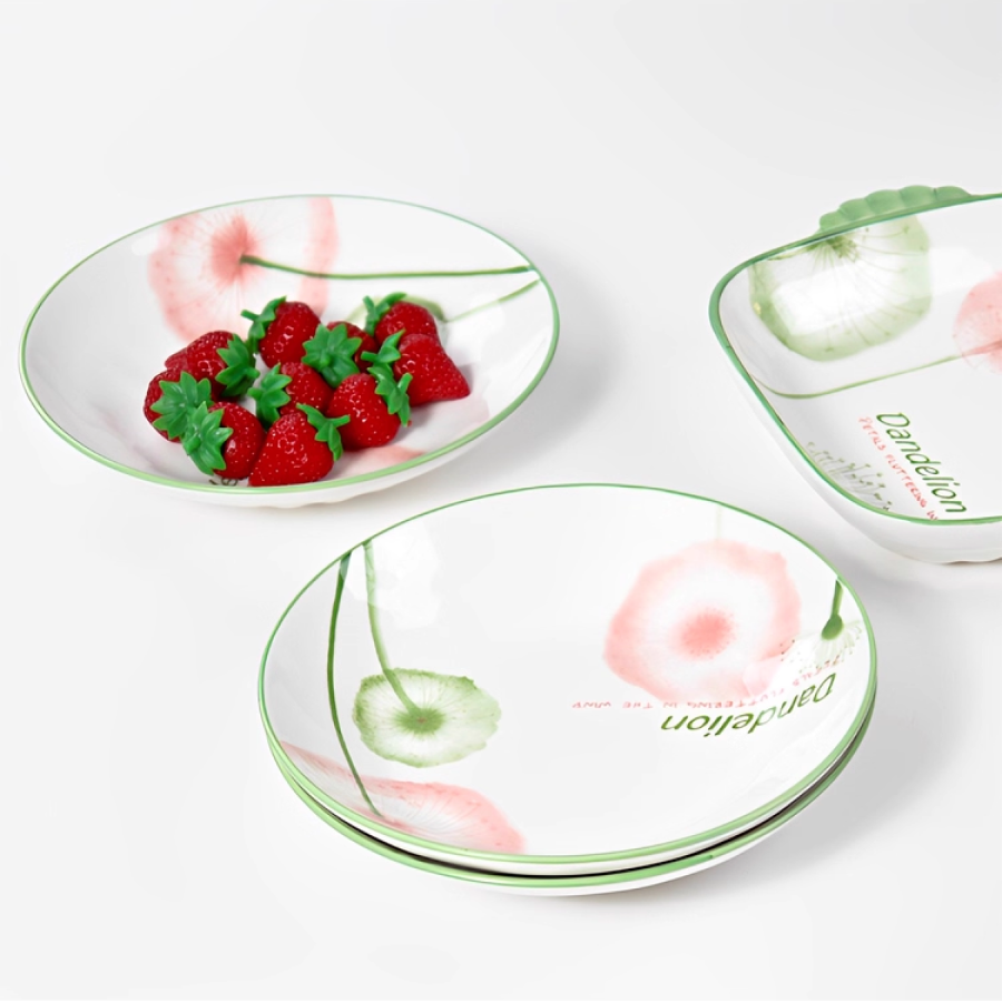 7 inch Ceramic Round Serving Plate with Underglaze Design