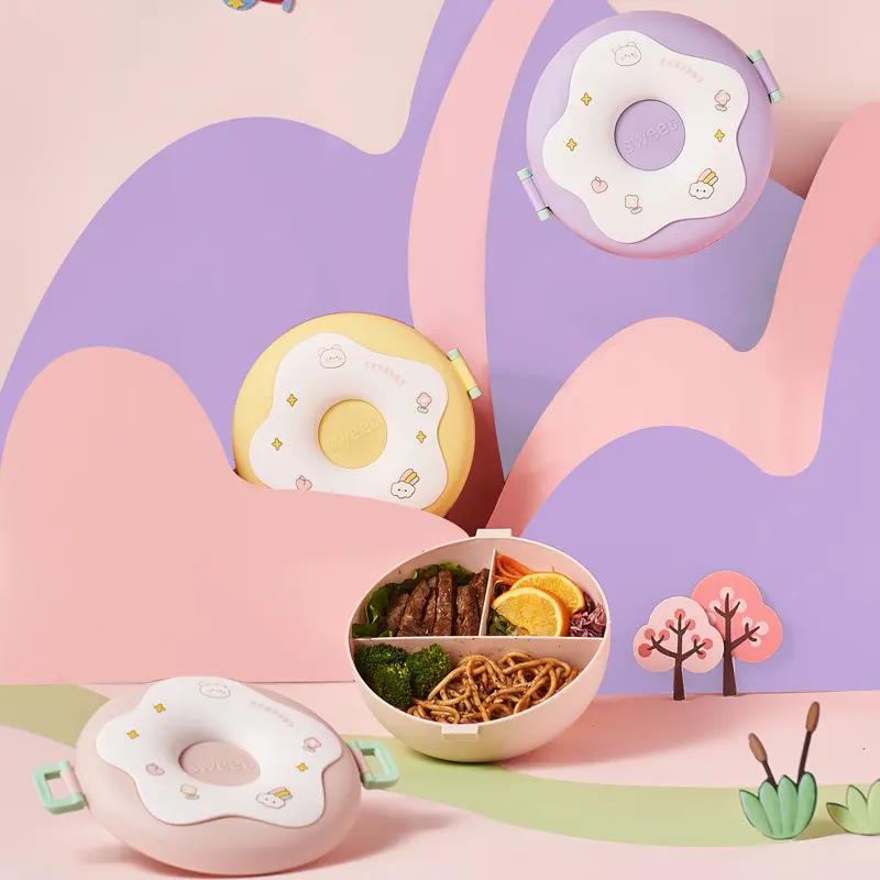 Cute Donut Lunch Box – Macaron Color Food Container
