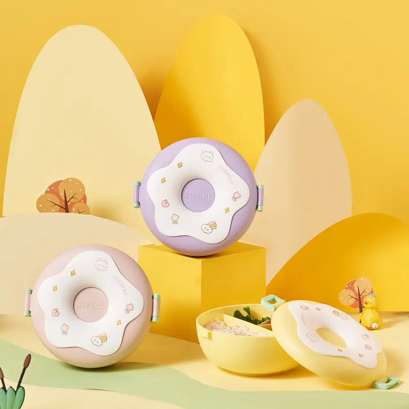 Cute Donut Lunch Box – Macaron Color Food Container