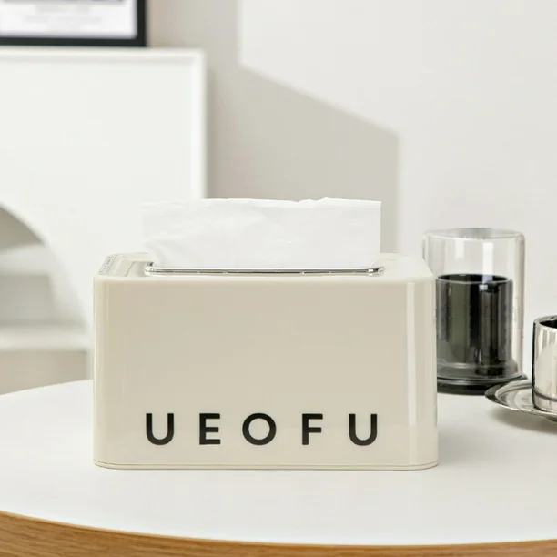 30040000201_3-1.png Cream Color Tissue Box Elegant PET ABS Tabletop Napkin Holder