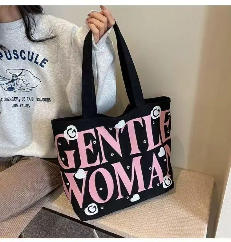 Gentle Women Letters Print Large Capacity Tote Bag