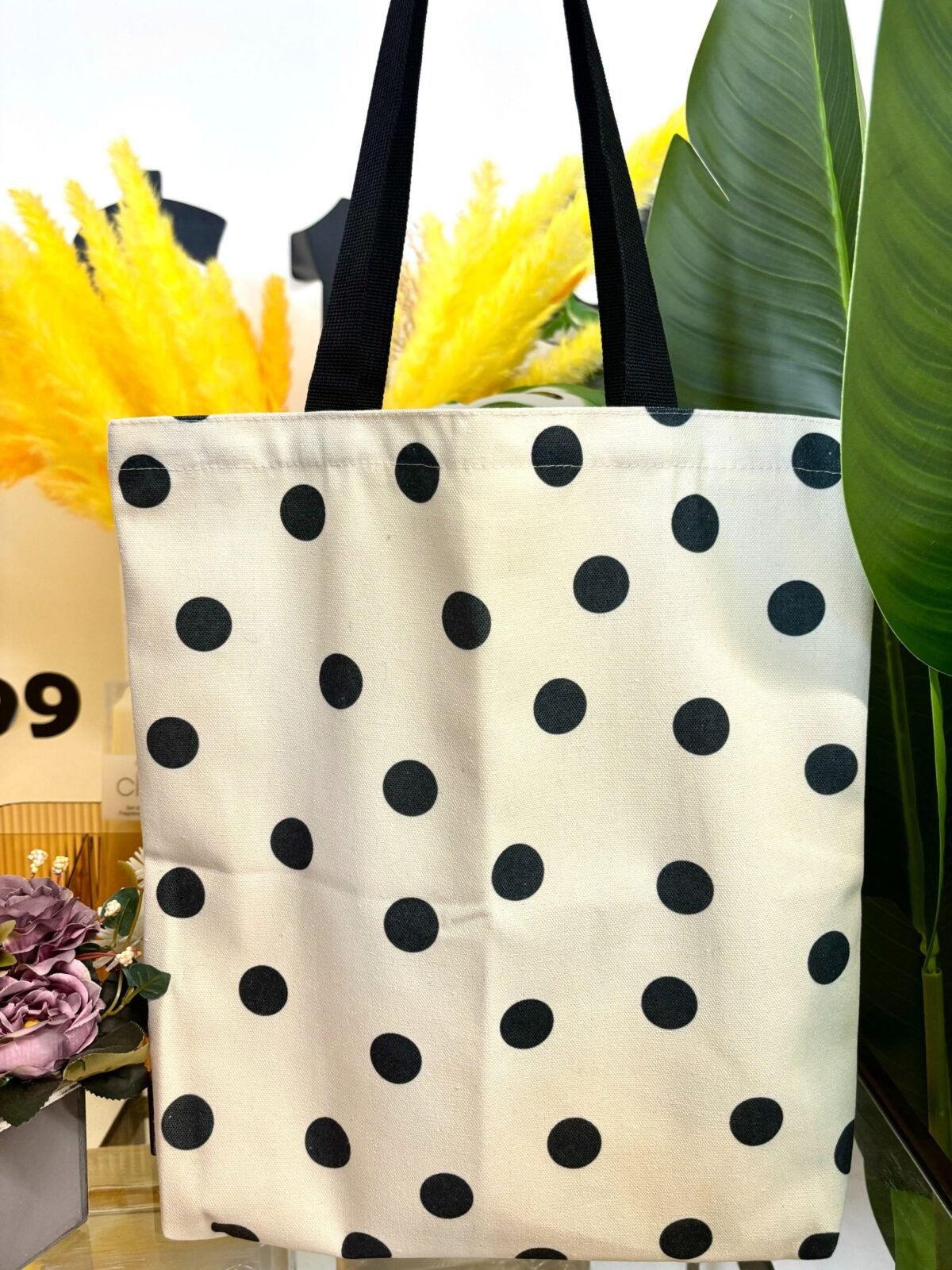 Polka Dot Large Capacity Canvas Tote Bag