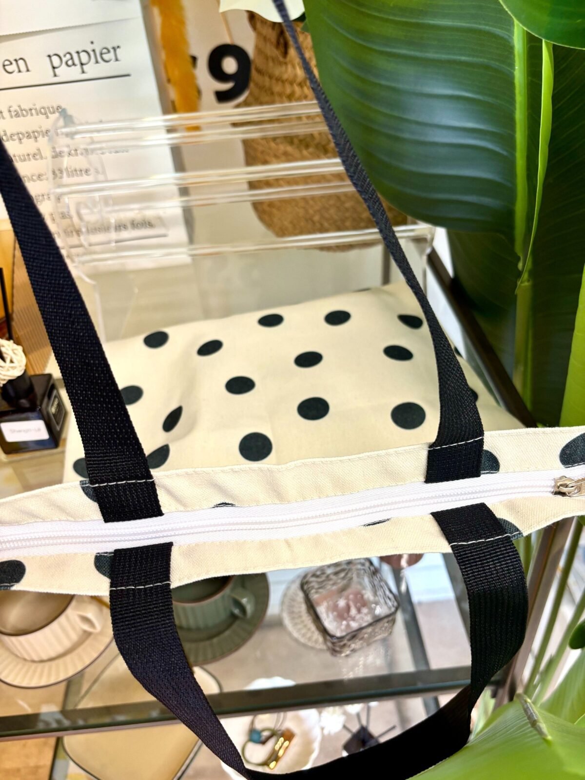 Polka Dot Large Capacity Canvas Tote Bag