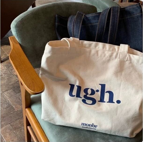 Ugh Canvas Tote Bag with Zipper & Coin Pocket