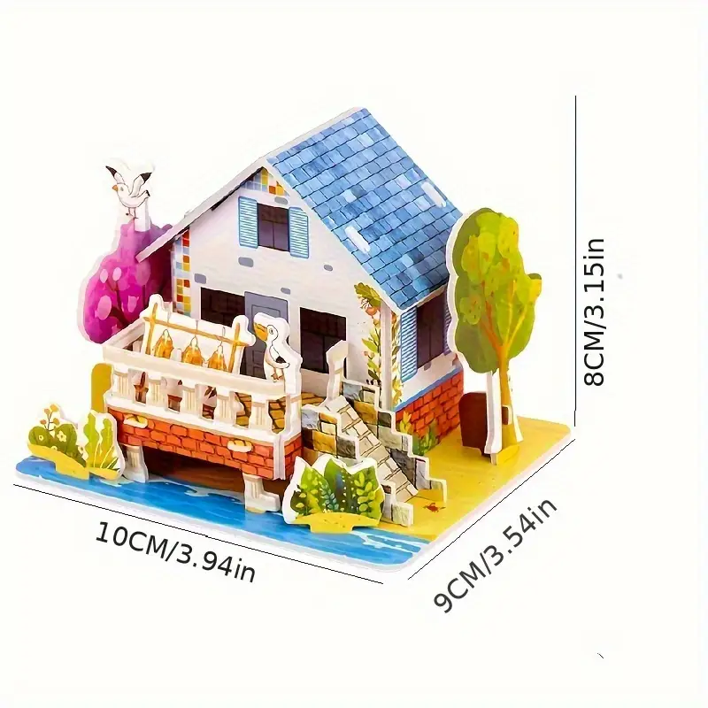 3D Paper Craft Puzzle DIY Educational Cartoon House Assembly Toy