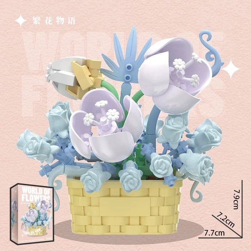 DIY Flower Basket Building Blocks – 144 PCS Creative Blocks