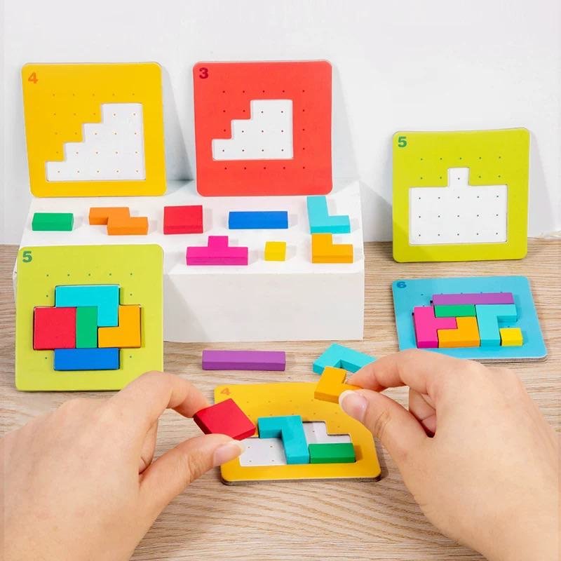 Wooden Puzzle Blocks for Kids - Image 2