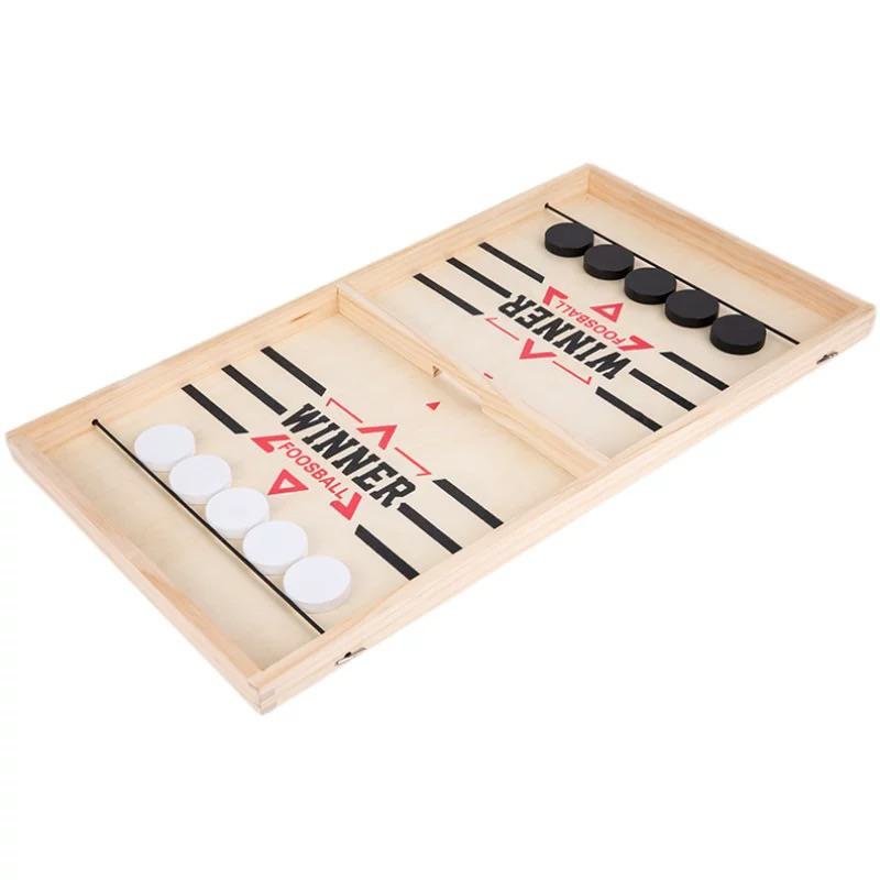 Wooden Fast Sling Puck Board Game for Kids & Family