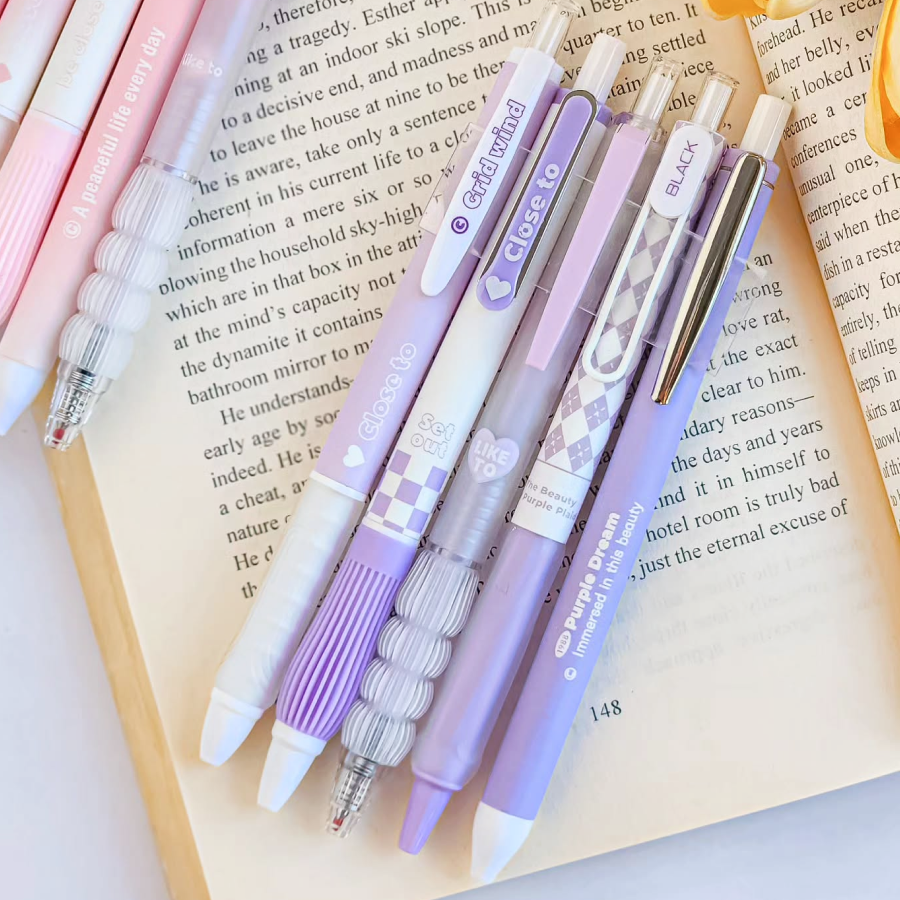 60010000601_3 Macaron Colors 0.5mm Retractable Gel Pen Purple