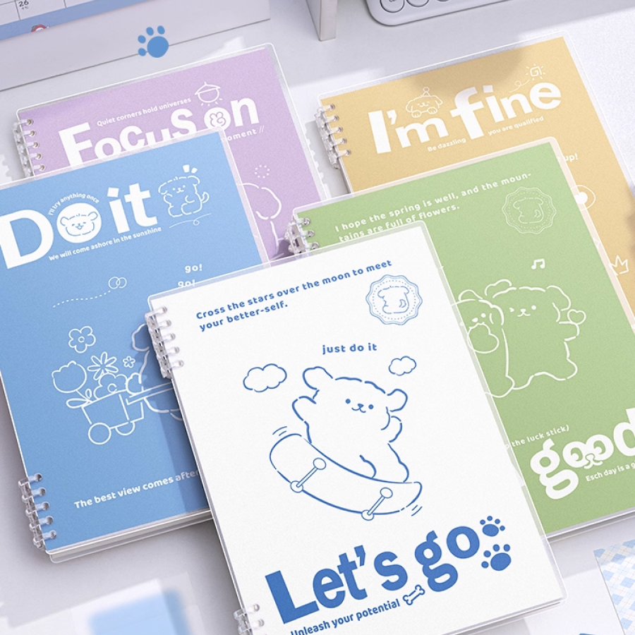 60020000401_4 Maltese Dog A5 Refillable Loose-Leaf Notebook Binder Cover