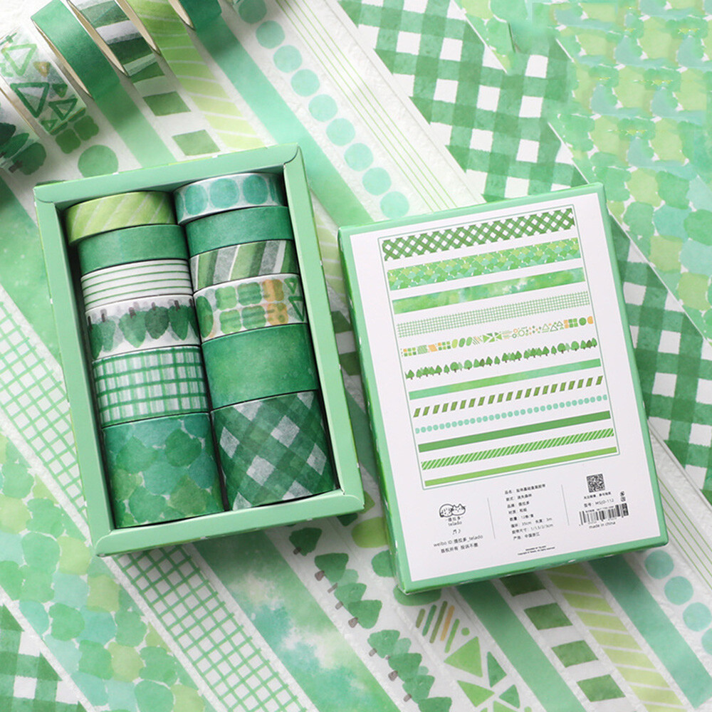 60030000101_3 Washi Tape Set – Sky, Forest, Plaid Theme Decorative Paper Tapes