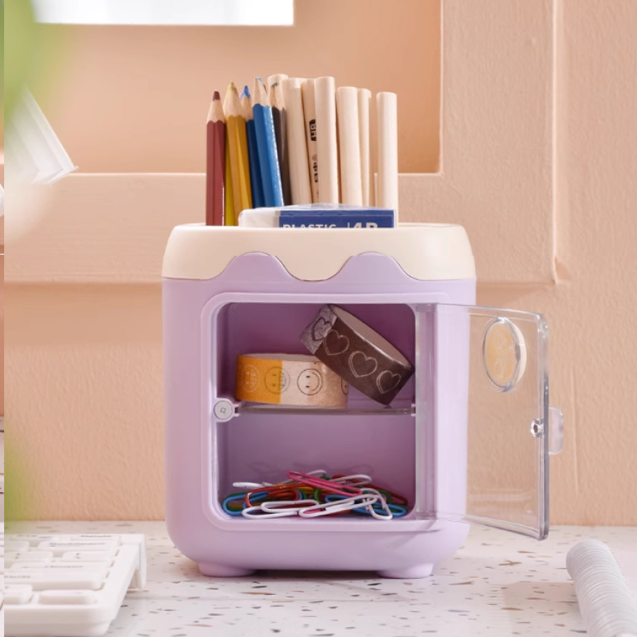 60040000601_4 Cute Pig Pen Holder Multifunctional Desk Organizer Storage Box