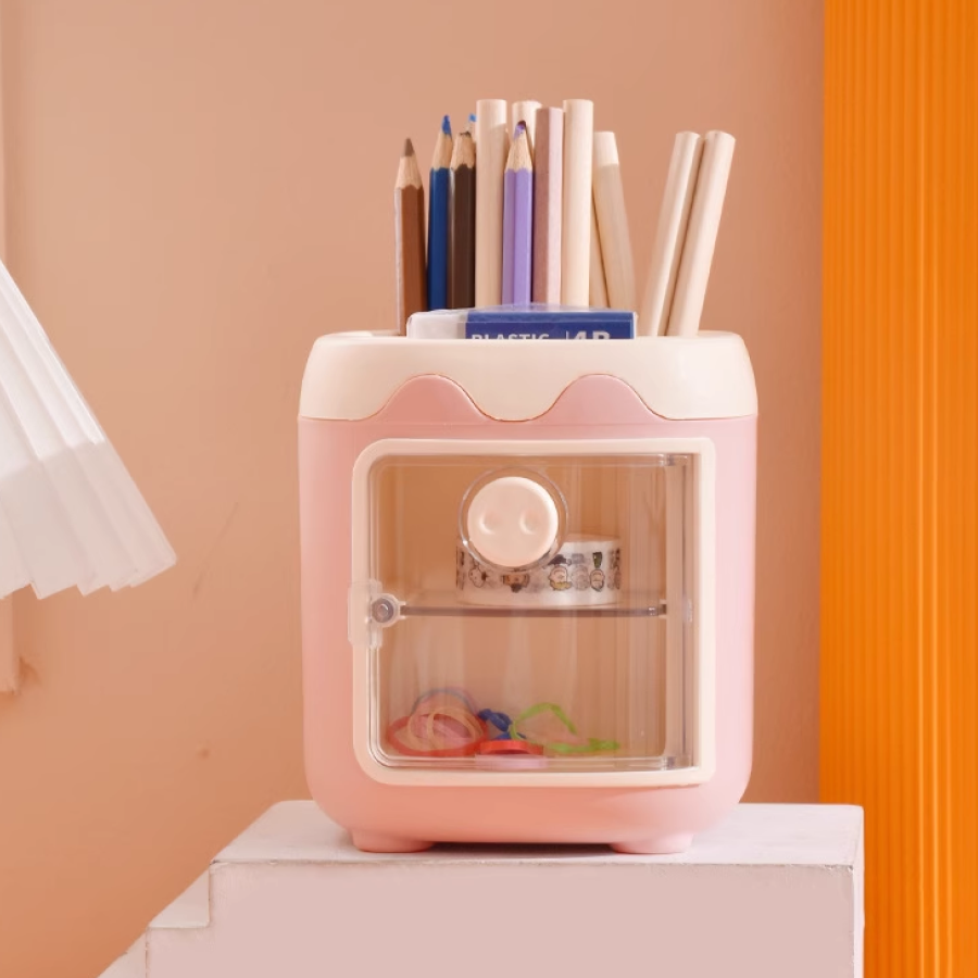 60040000601_5 Cute Pig Pen Holder Multifunctional Desk Organizer Storage Box