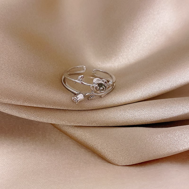 70010000201_3 925 Sterling Silver Double-Layer Rose Ring