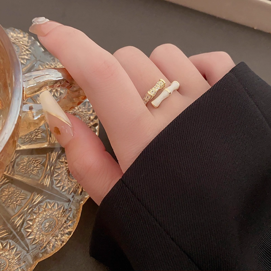 Gold-Plated Bamboo Design Open Ring
