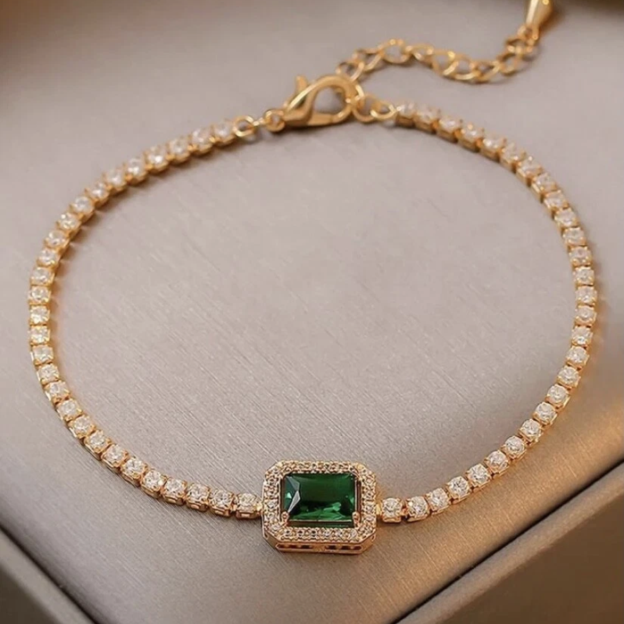 Vintage Gold Geometric Zircon Adjustable Bracelet