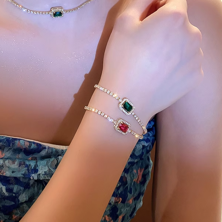 Vintage Gold Geometric Zircon Adjustable Bracelet