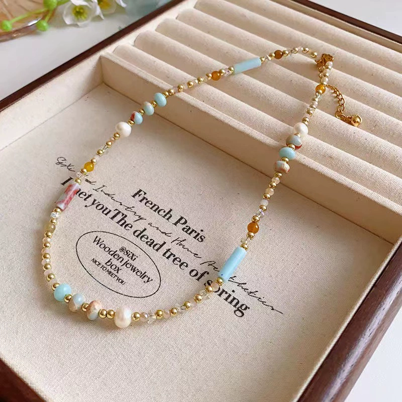 Colorful Summer Natural Stone Beaded Necklace