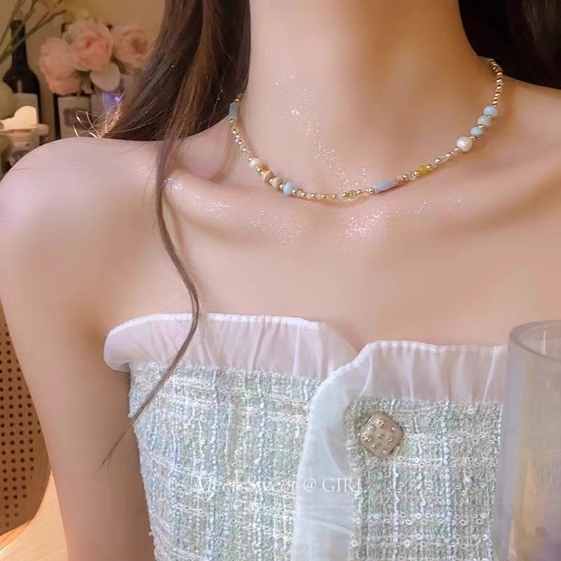 Colorful Summer Natural Stone Beaded Necklace