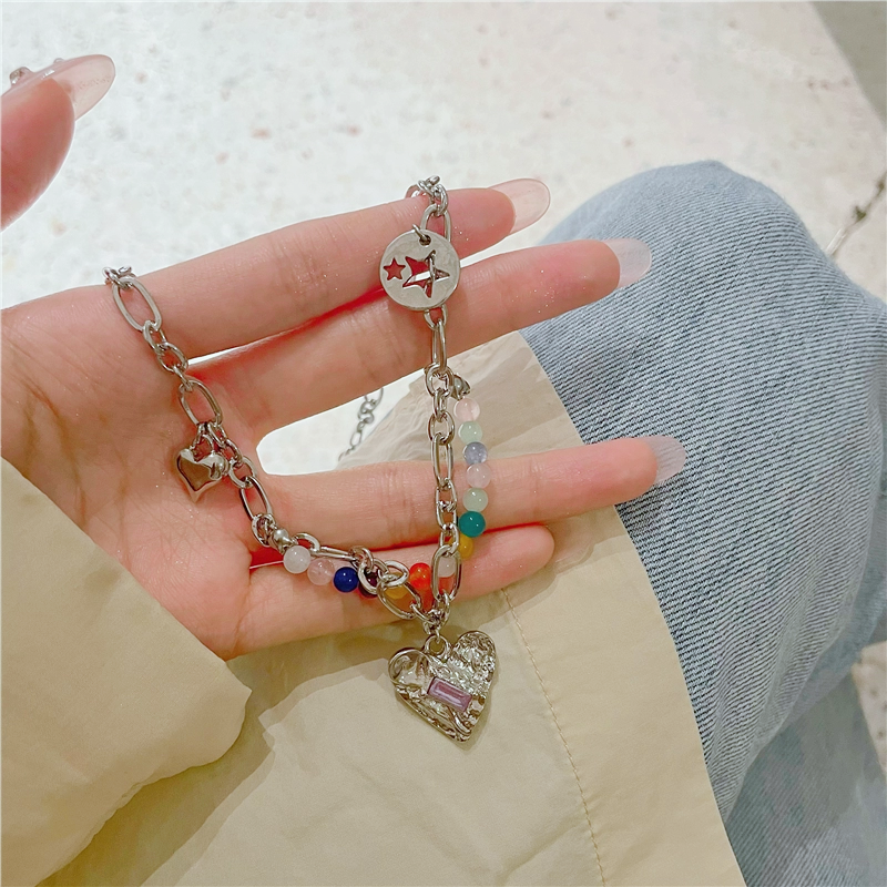 70030000301_1 Double-Layer Heart Beaded Party Choker Necklace