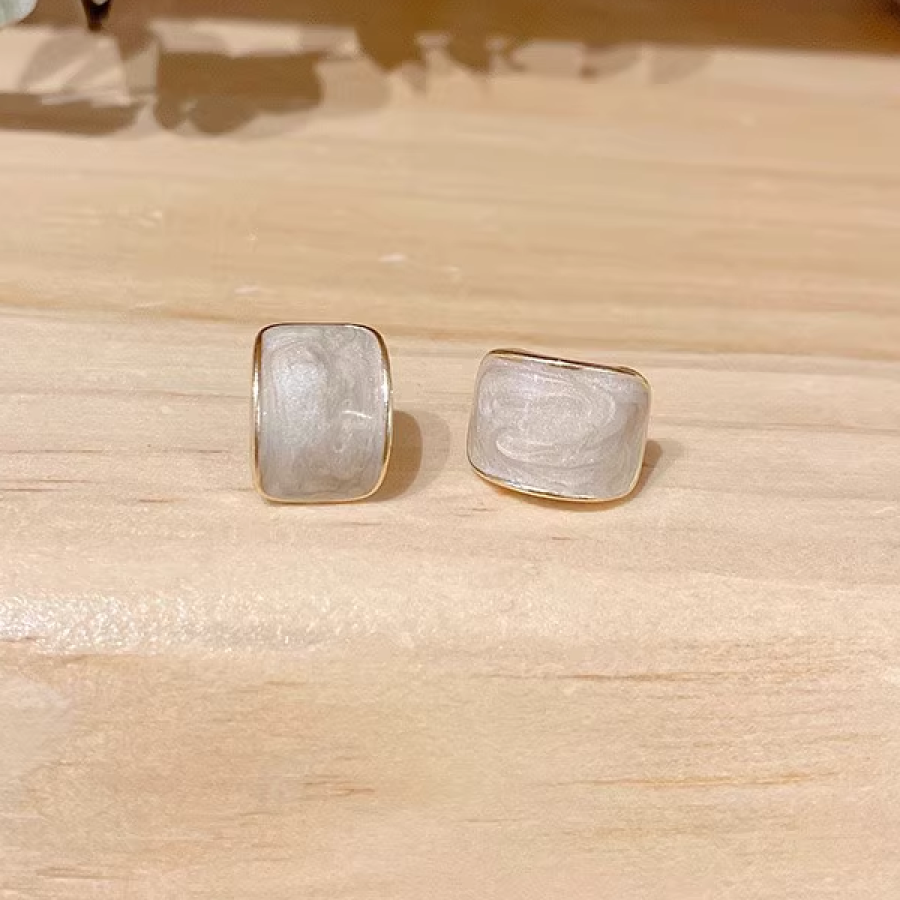 70040000601_1 French White Shell Drop-Enamel Earrings for Women