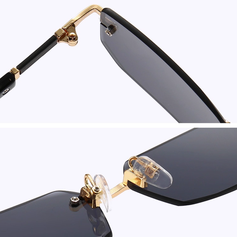 Trendy Rimless Rectangle Sunglasses UV400 for Men & Women