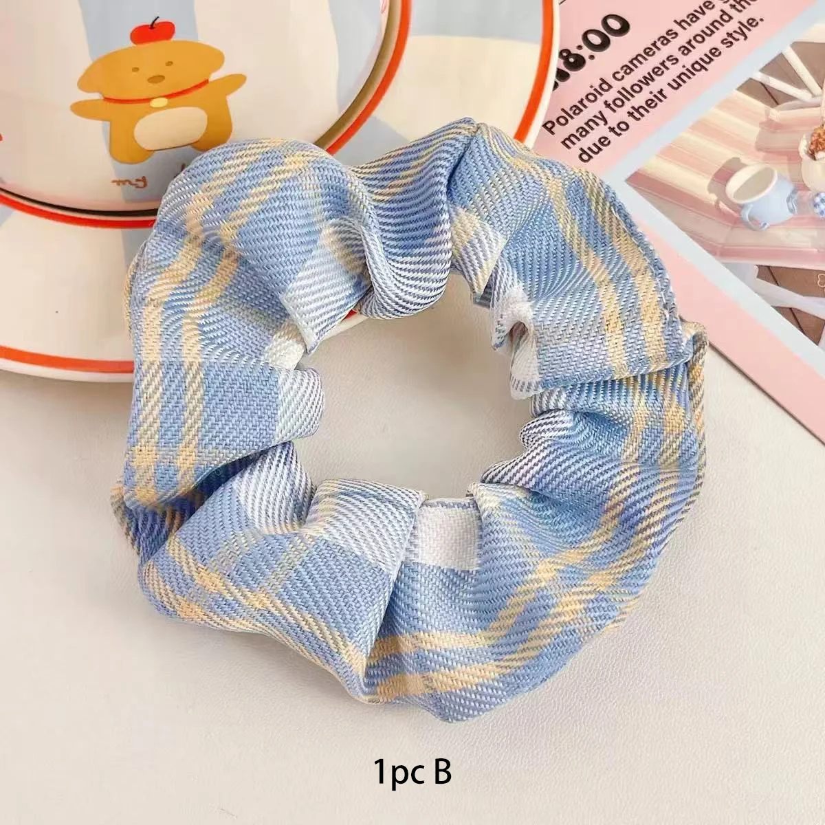 Classic Checkered Scrunchie Headband Red-Yellow / Red-Blue