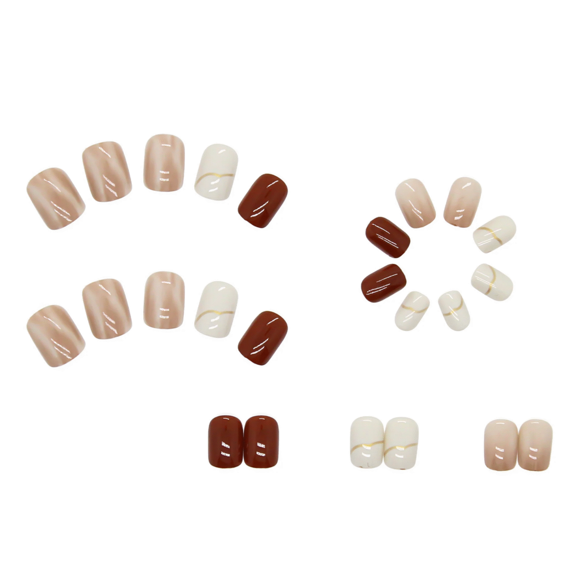 Nude Gradient Short Press-On Nails 24pcs with Glue