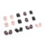 Black & Pink Heart Checkerboard Short Press-On Nails 24pcs with Glue