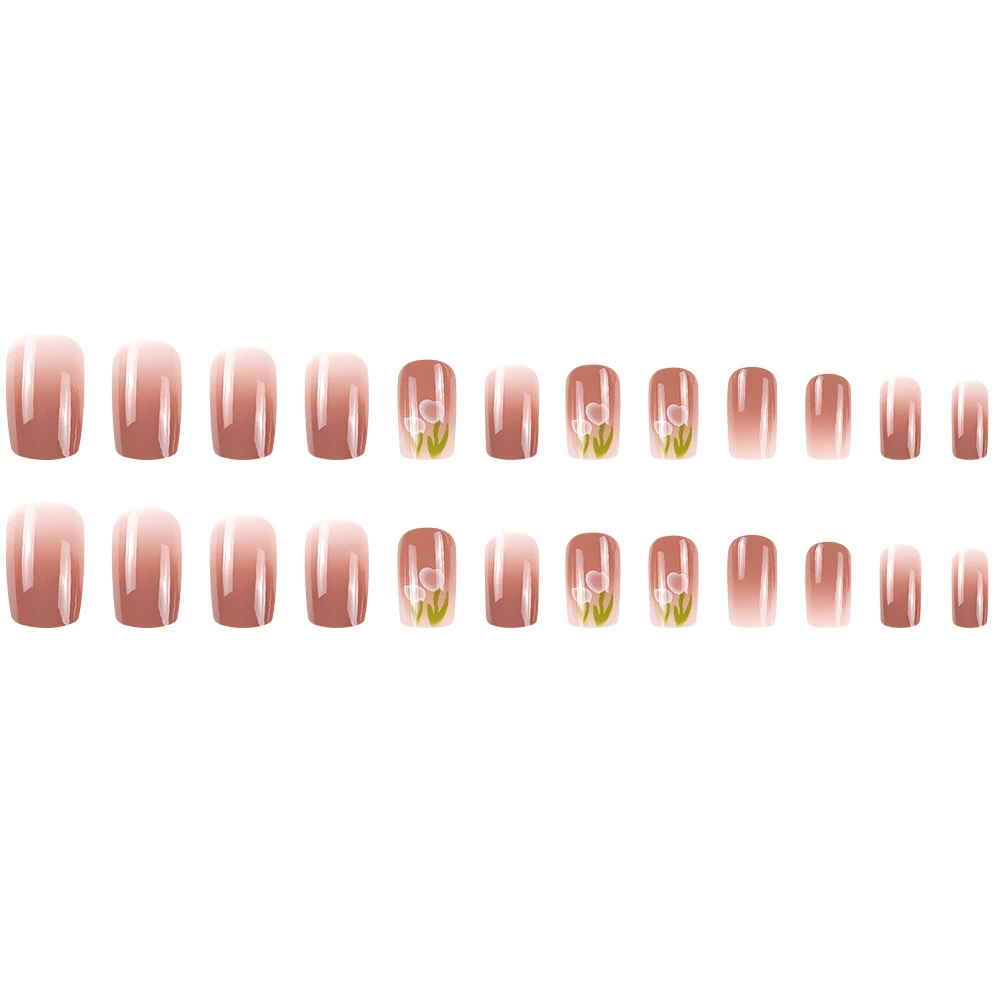 Elegant Grapefruit Gradient Tulip Press-On Nails