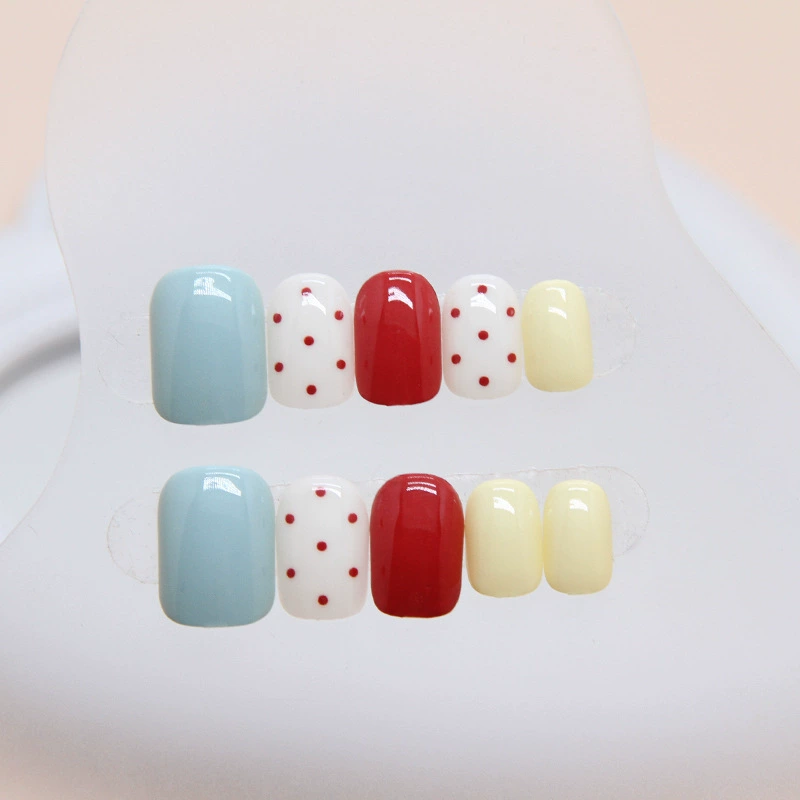 Cute Polka Dot Vintage Pastoral Style Press-On Nails 24pcs