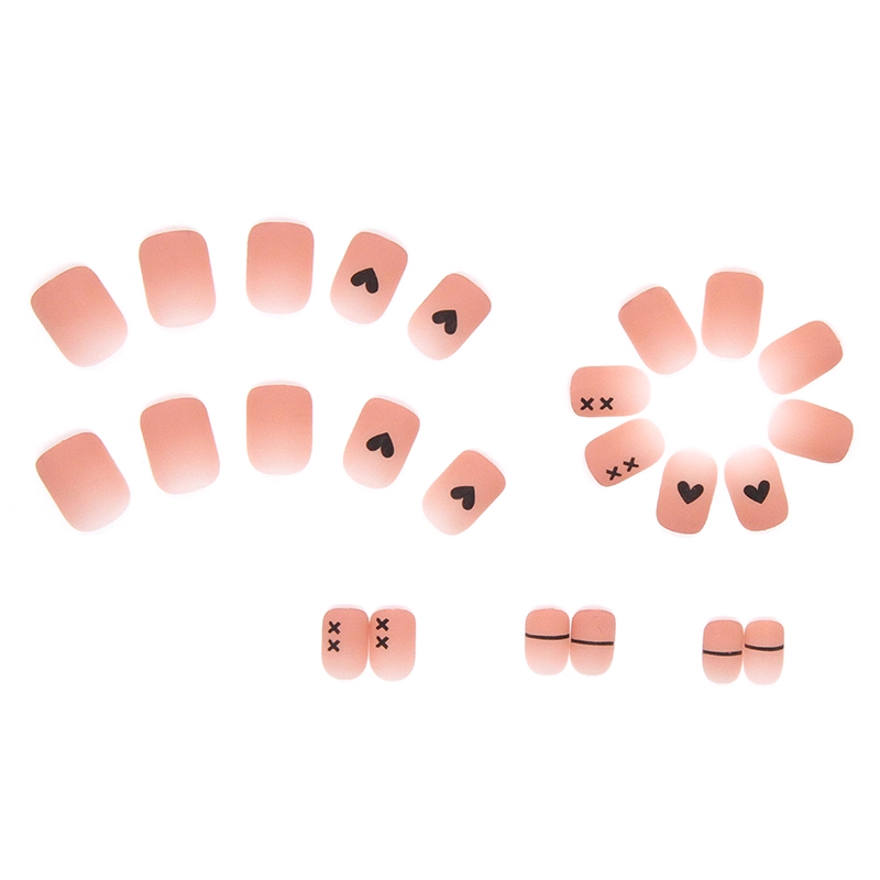 Matte Pink Heart Short Ballet Press-On Nails