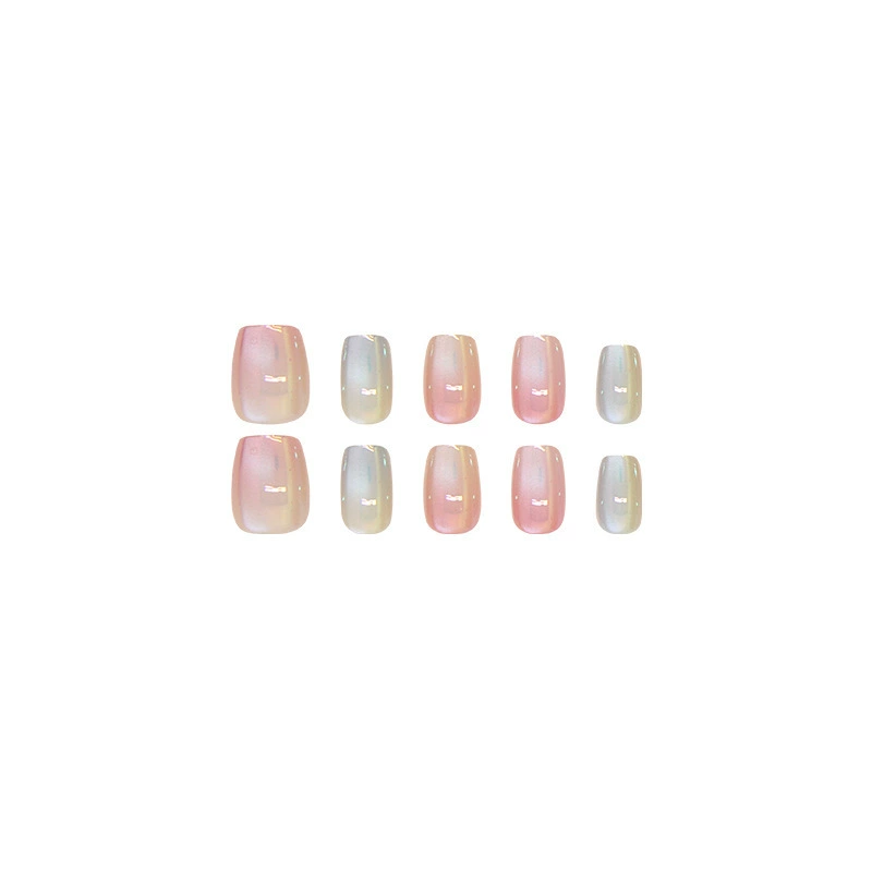 Aurora Sparkle Gradient Short Square Press-On Nails