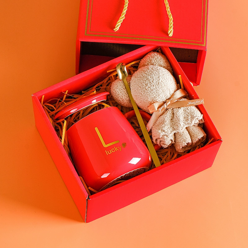 Lucky Letter Ceramic Mug Gift Set With Lid, Spoon & Towel - Image 4