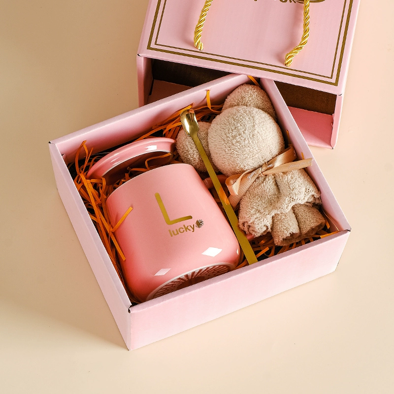 Lucky Letter Ceramic Mug Gift Set With Lid, Spoon & Towel - Image 2