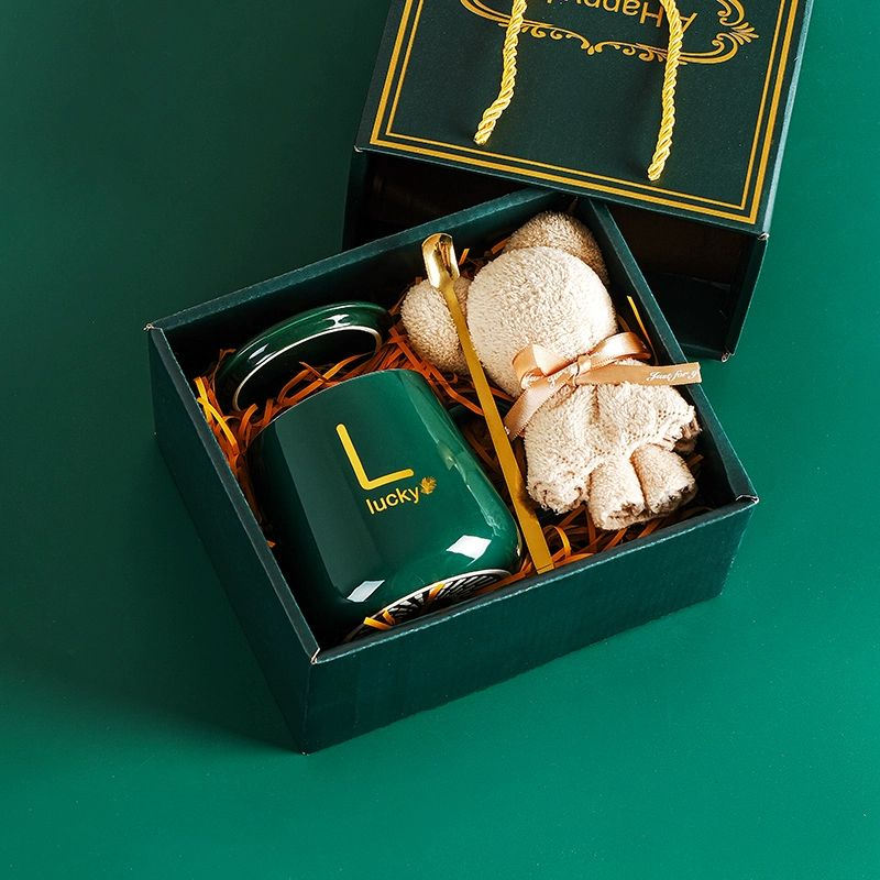 Lucky Letter Ceramic Mug Gift Set With Lid, Spoon & Towel - Image 5