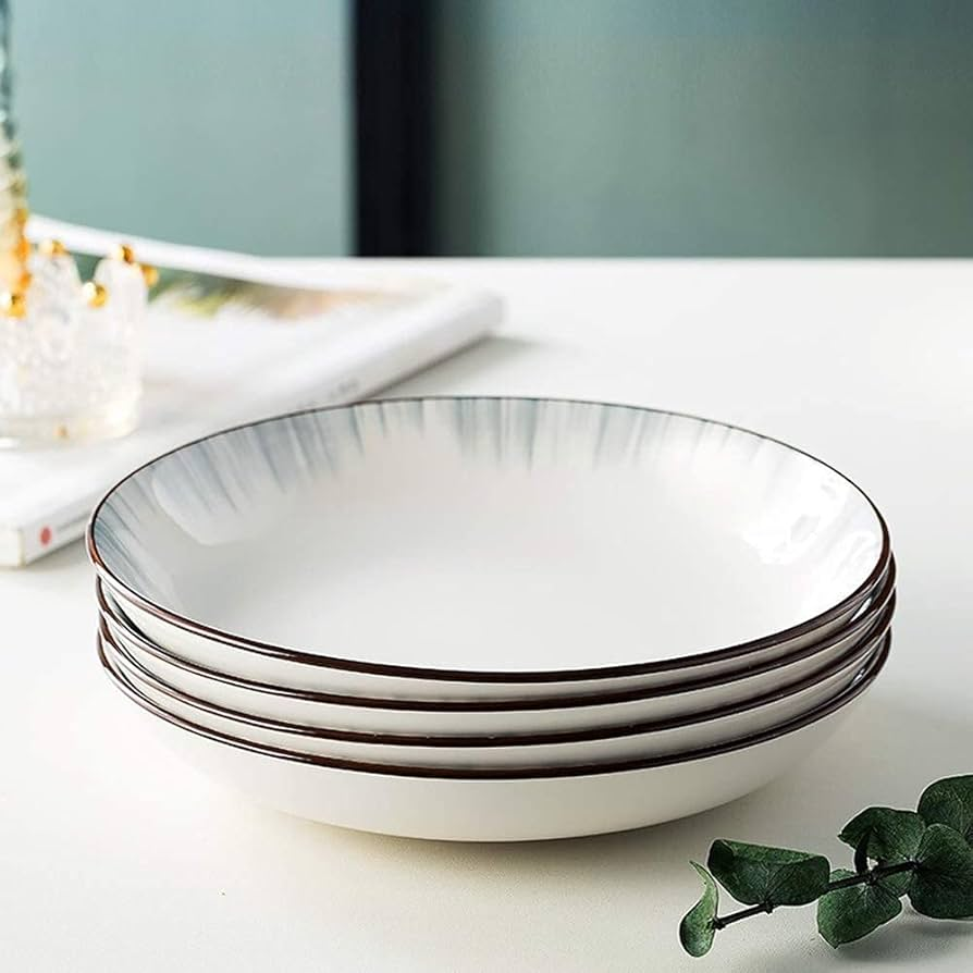 20020001501_4-1.png Minimalist Gray Stripe Ceramic Deep Plate 8-Inch Serving Dish